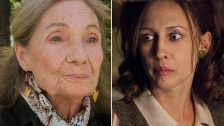 Carolyn Perron in 2013 and Vera Farmiga as Lorraine in the film