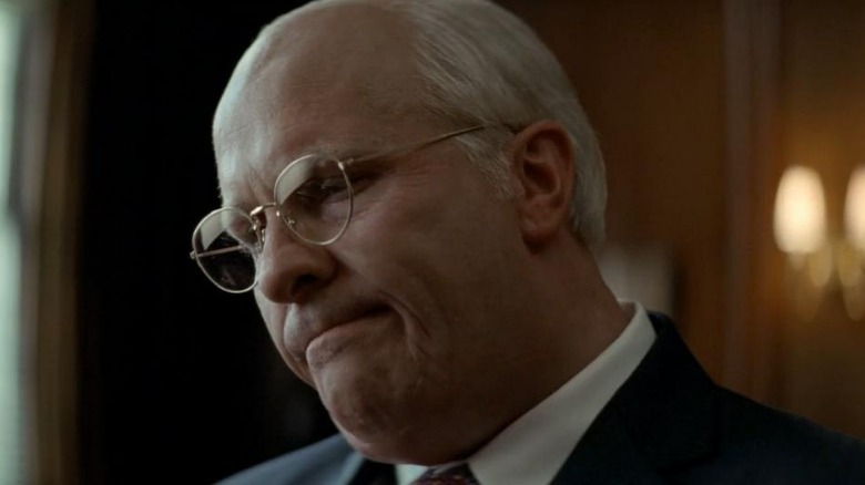 Christian Bale as Dick Cheney grimacing