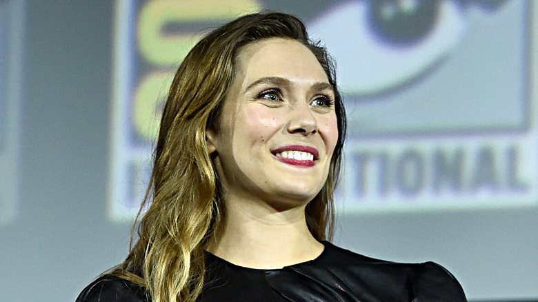 Elizabeth Olsen at a Marvel Comic-Con panel in 2019