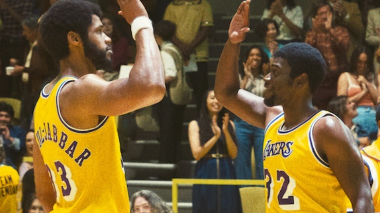 Kareem and Magic high five