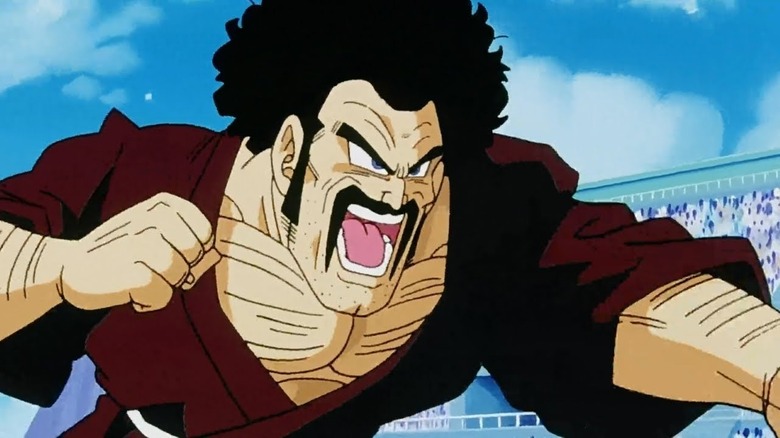 Mr. Satan (Hercule) throws a punch