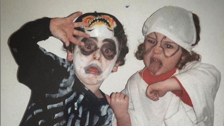 Emilia Clarke and her brother in costume