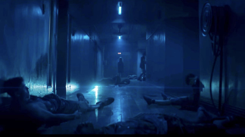 The hallway full of dead bodies