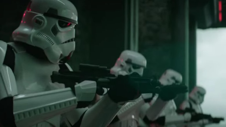 Stormtroopers holding their blasters