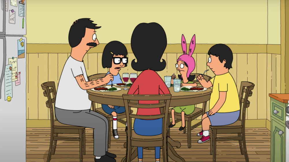 Belcher family at the table Bob's Burgers