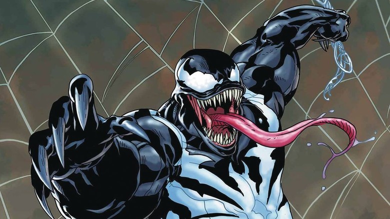 Venom swings on webbing