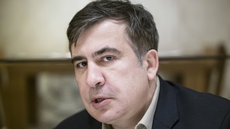 Mikhail Saakashvili sitting down