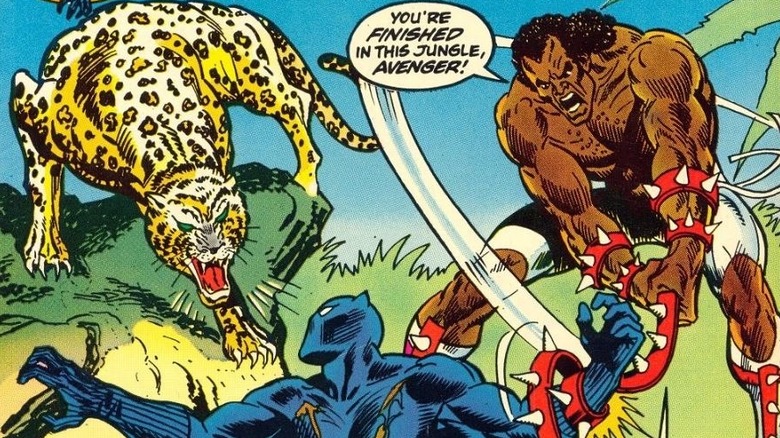 Killmonger and leopard attack T'Challa