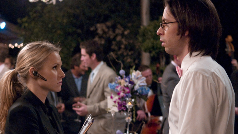 Kristen Bell and Martin Starr staring at each other