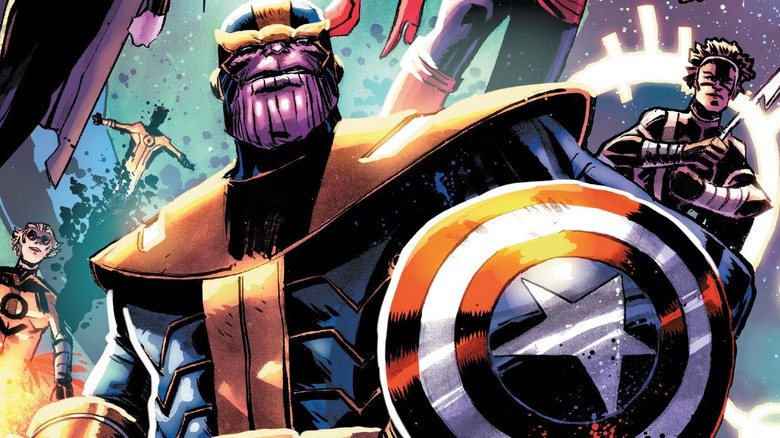 Thanos with Captain America shield