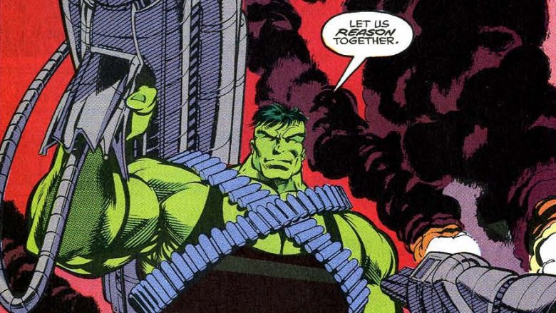 The Hulk "reasoning" with his enemies in Incredible Hulk #390