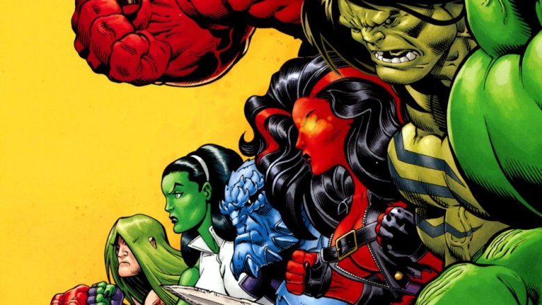 Some of Marvel's Hulks from the cover of Fall of the Hulks: Gamma