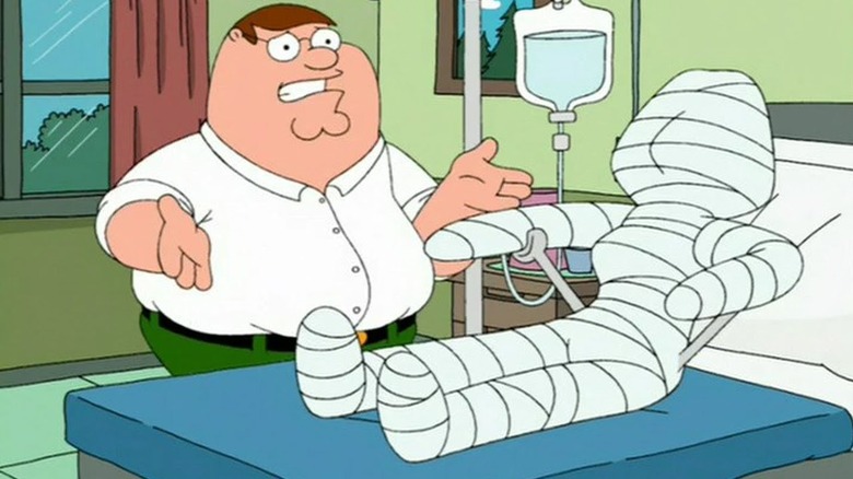 Lois in a full-body cast