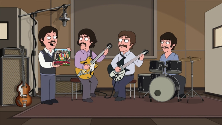 The Beatles in Family Guy during a recording session