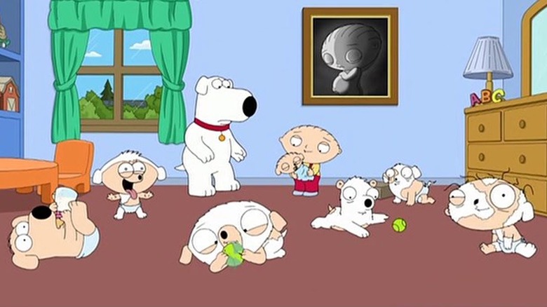 Stewie and Brian with their human-dog hybrid children