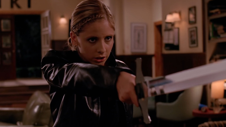 Buffy holding sword