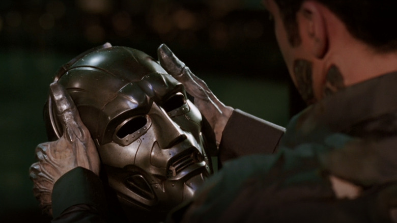 Doctor Doom picks up his mask in 2005's Fantastic Four