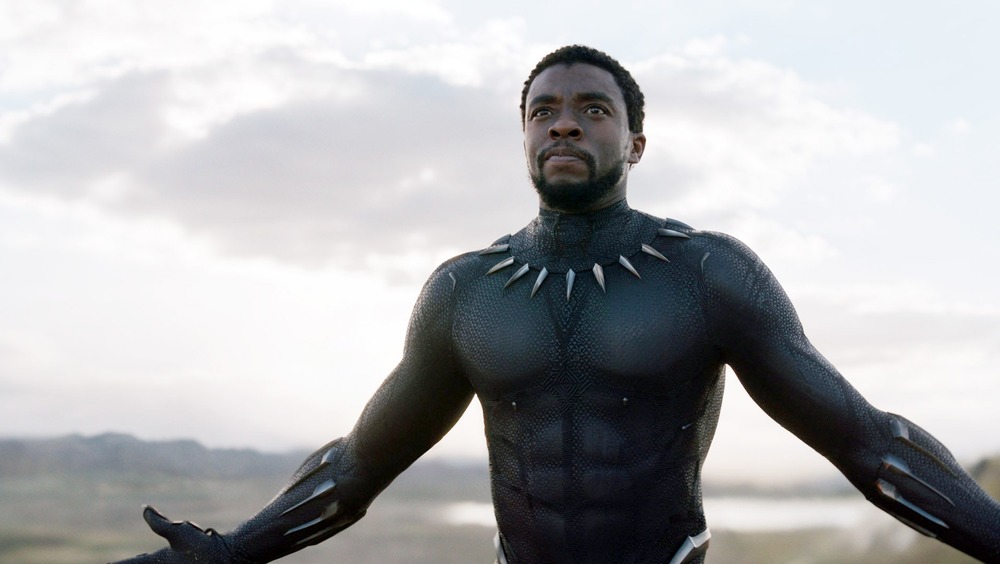 T'Challa (Chadwick Boseman) prepares for battle in Black Panther