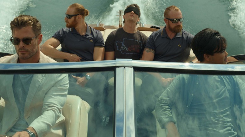 Steve Abnesti, Mark Verlaine, Jeff, and two others on a boat