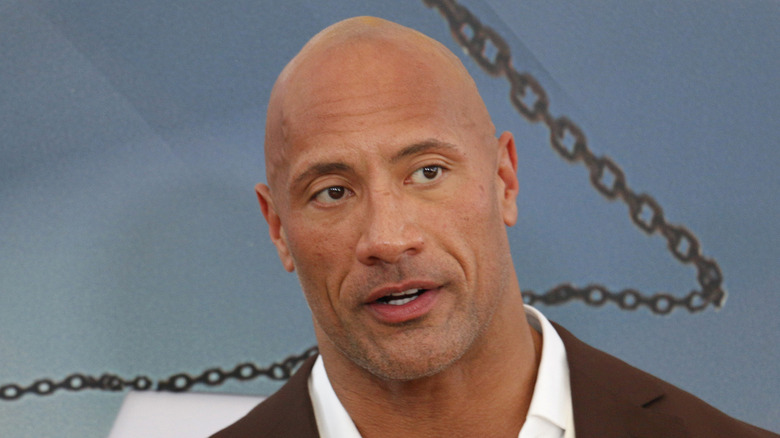 Dwayne Johnson brown suit