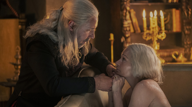 King Viserys and Queen Aemma embrace