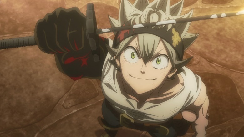 Asta holding up a sword