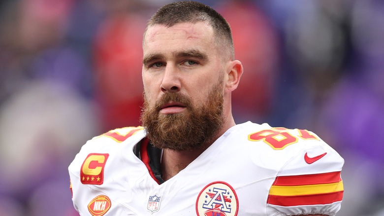 Travis Kelce on football field