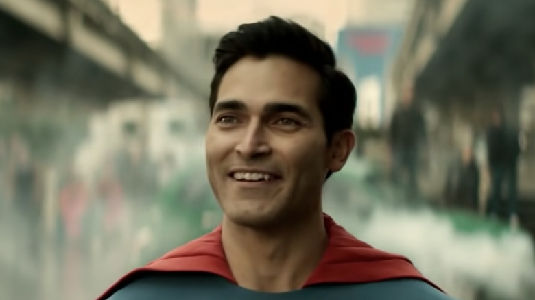 Tyler Hoechlin smiling as Superman