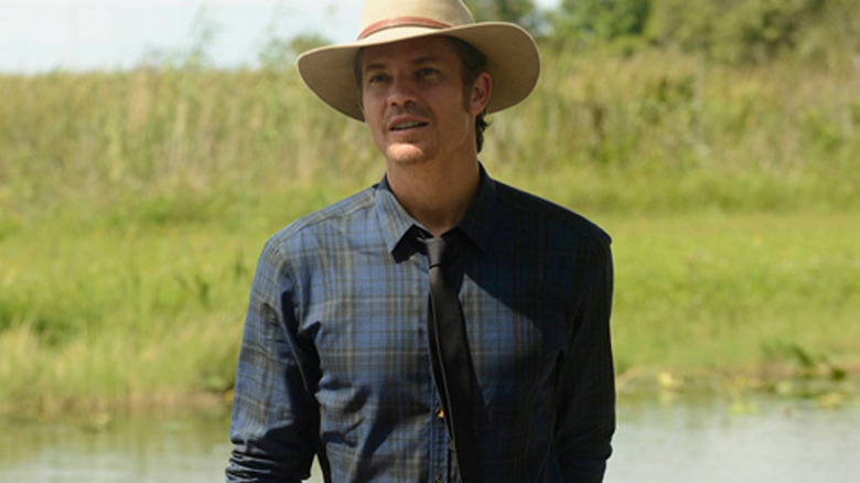 Justified Givens Blue Shirt Grass