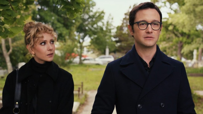 Juno Temple and Joseph Gordon-Levitt walking together in Mr. Corman