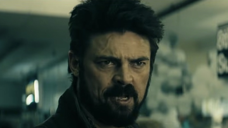 Karl Urban frowning in The Boys