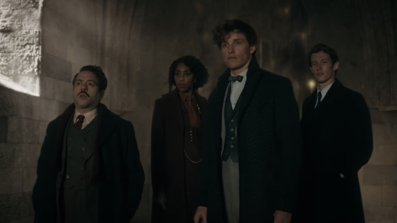 Jacob, Eulalie, Newt, and Theseus standing Fantastic Beasts