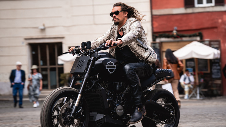 Jason Momoa riding motorcycle