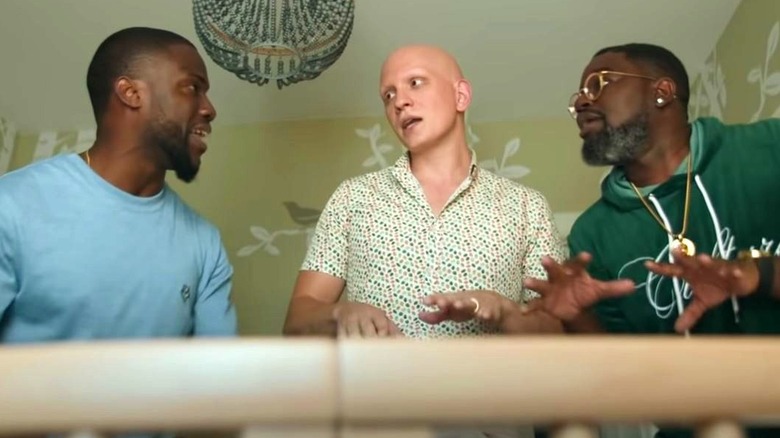 Kevin Hart, Anthony Carrigan and Lil Rel Howery in "Fatherhood"