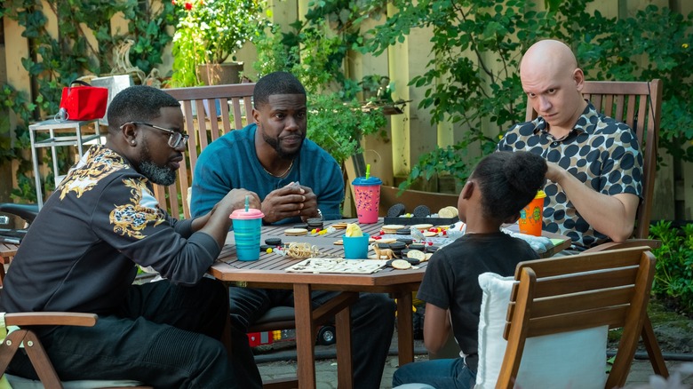 Lil Rel Howery, Kevin Hart, Melody Hurd and Anthony Carrigan in "Fatherhood"