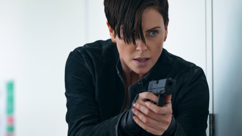 Charlize Theron in action as Andy in The Old Guard