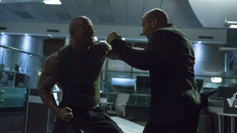 Dwayne Johnson and Jason Statham in Furious 7