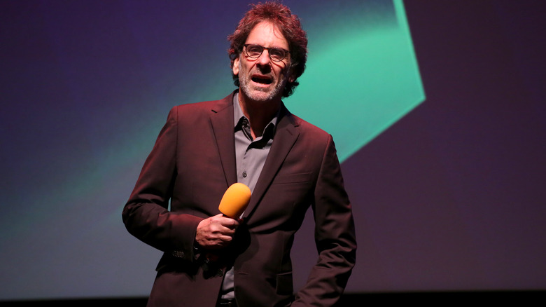 Joel Coen speaks on stage