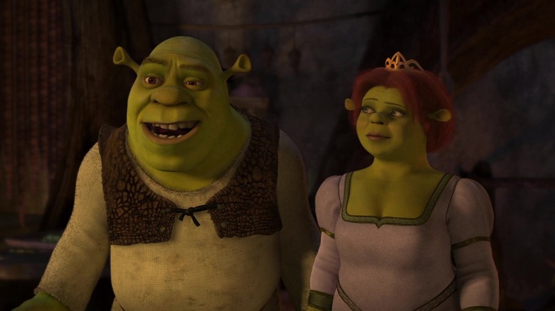 Shrek and Fiona standing