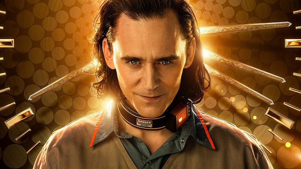 Loki in prison suit and bomb collar in Disney+ Loki Poster