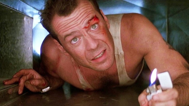 John McClane in a ventilation shaft