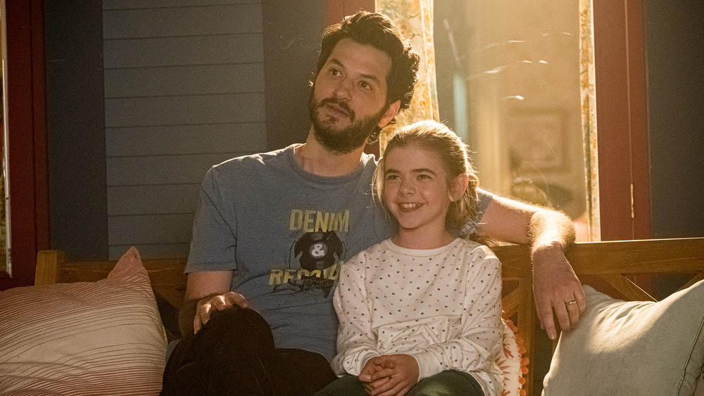 Ben Schwartz as George and Matilda Lawler as Flora in FLORA & ULYSSES, exclusively on Disney+.