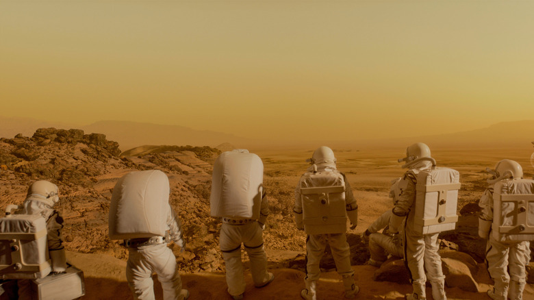 Astronauts looking out over Mars landscape in For All Mankind