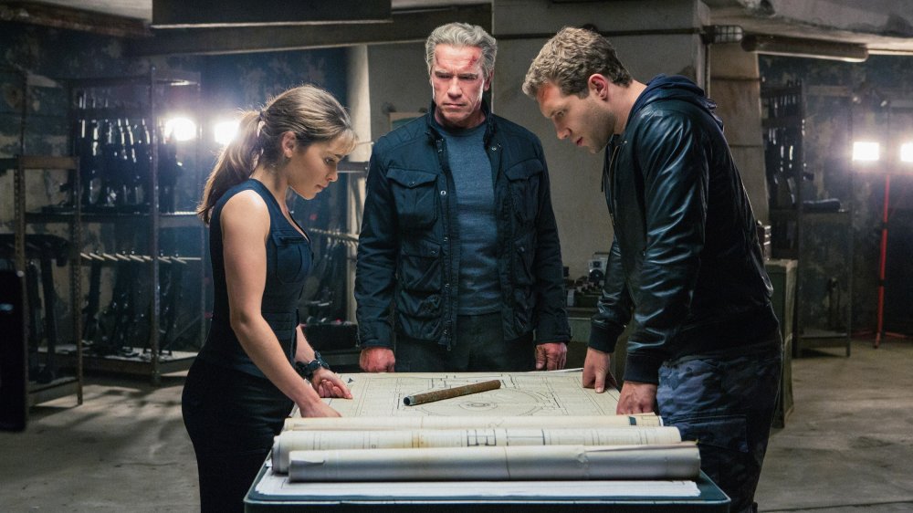 Arnold Schwarzenegger, Emilia Clarke, and Jai Courtney in Terminator Genisys