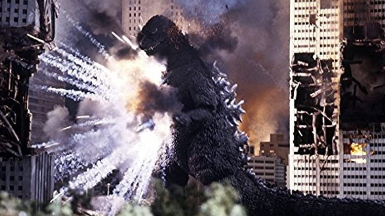 Godzilla being attacked