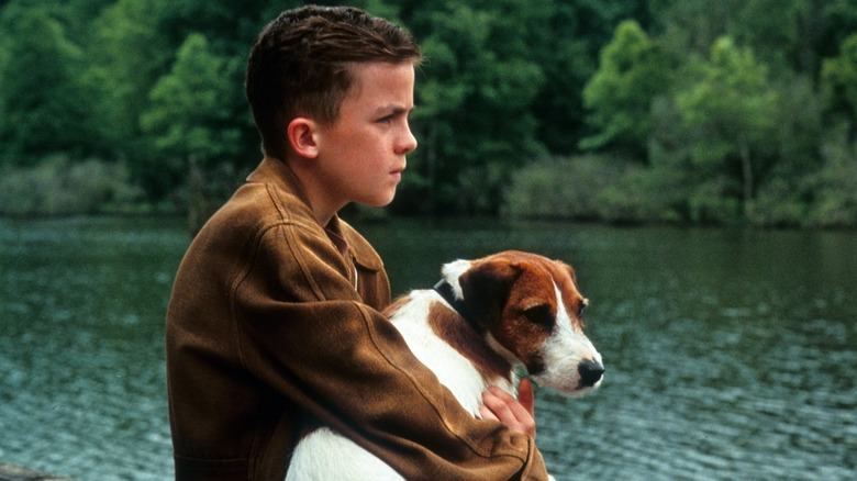 Frankie Muniz acting holding dog