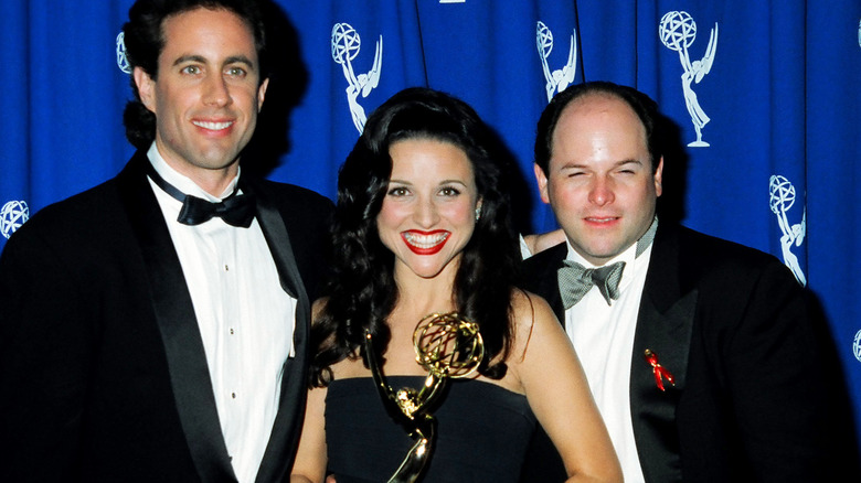 Jerry Seinfeld Julia Louis-Dreyfus and Jason Alexander smiling