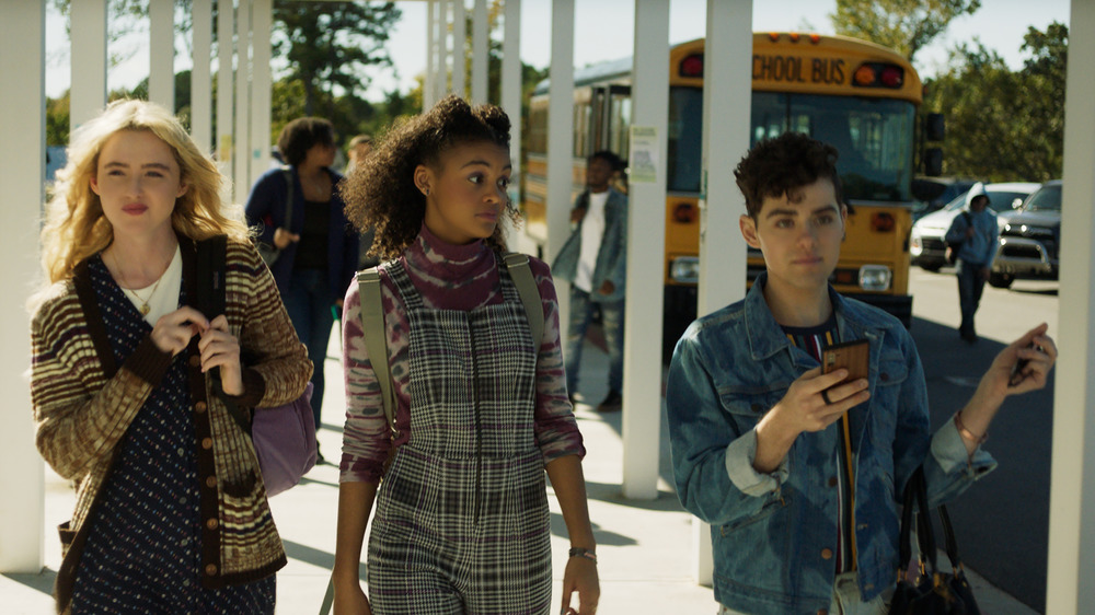 (from left) Millie Kessler (Kathryn Newton), Nyla Chones (Celeste O'Connor), and Josh Detmer (Misha Osherovich) in Freaky, co-written and directed by Christopher Landon.