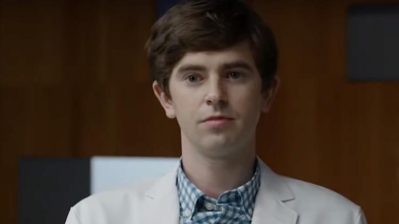 Freddie Highmore listening as Dr. Shaun Murphy on "The Good Doctor"