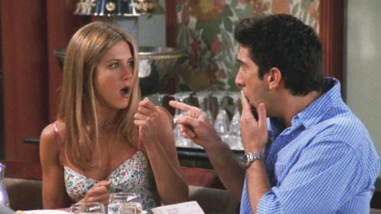 Ross and Rachel gasping at each other Friends